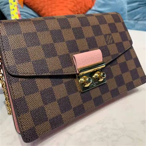 louis vuitton damier ebene magnolia pink croisette chain wallet bag|Damier Ebene crossbody bag.